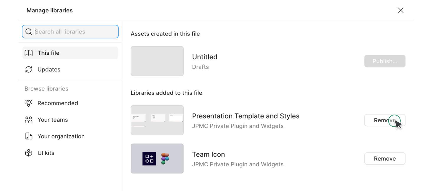 Screenshot of decluttering workspace