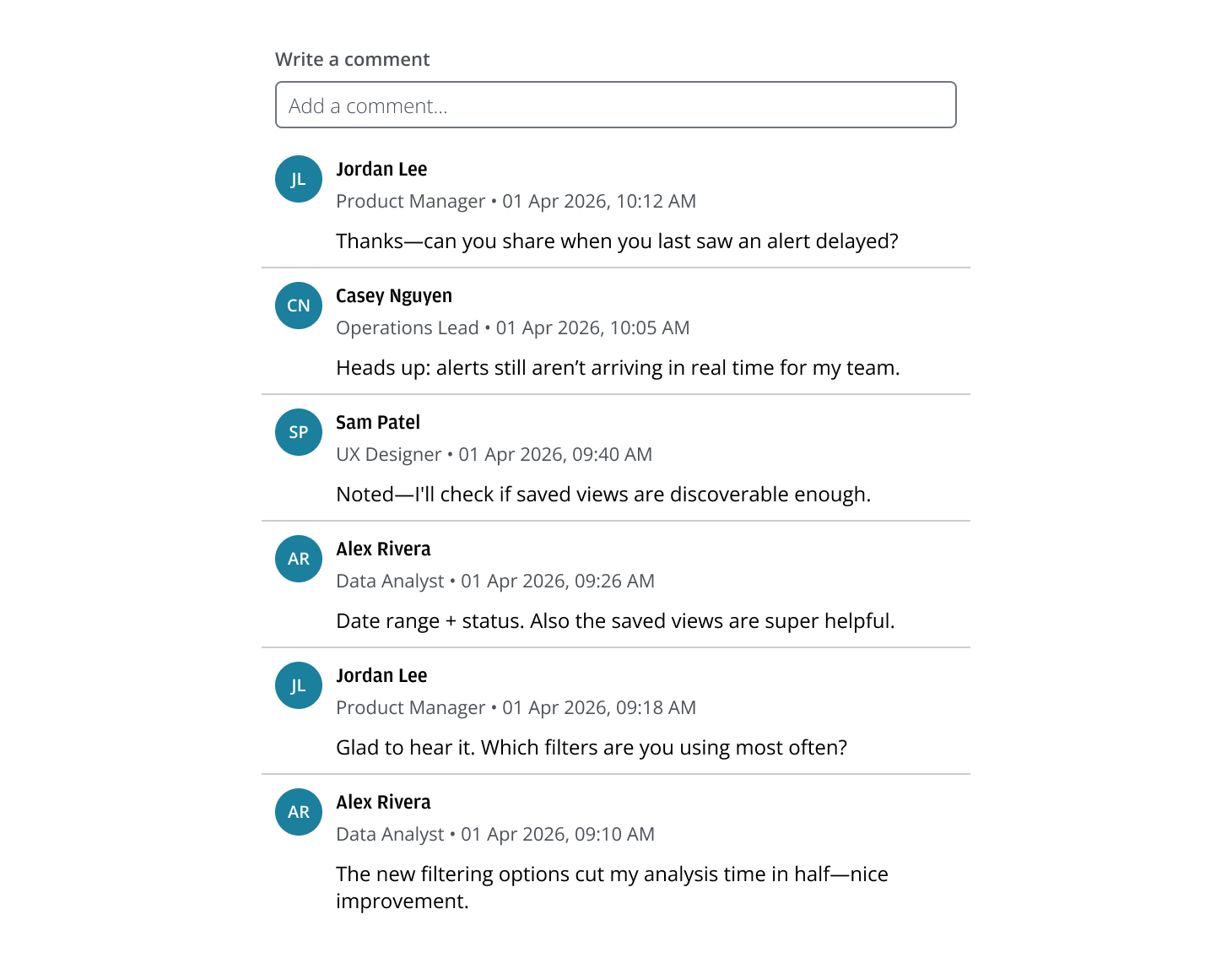 Comments display order
