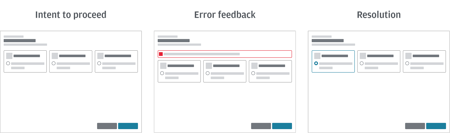 Validation flow for mandatory selection with banner and field error states