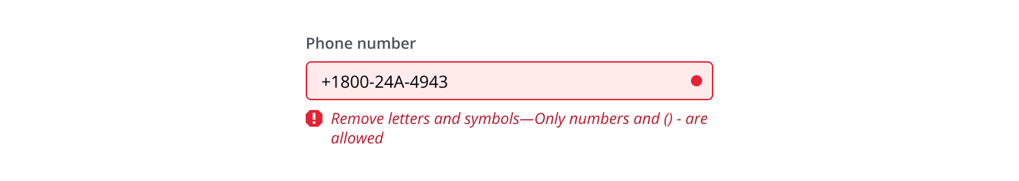 Error state of the formatted input pattern